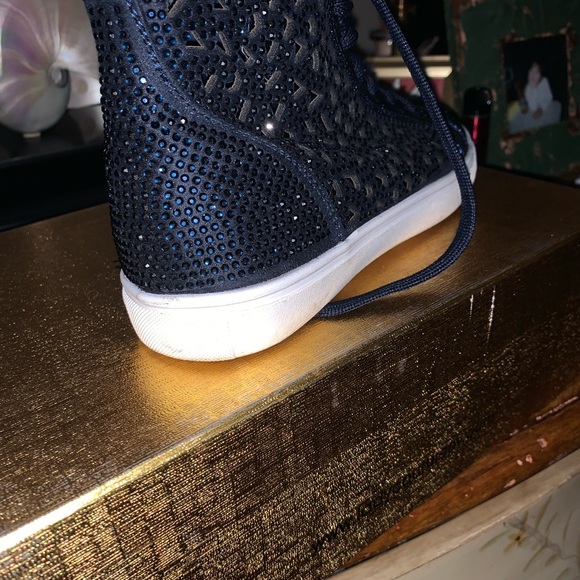 High top tennis shoes navy sequins - Picture 2 of 7